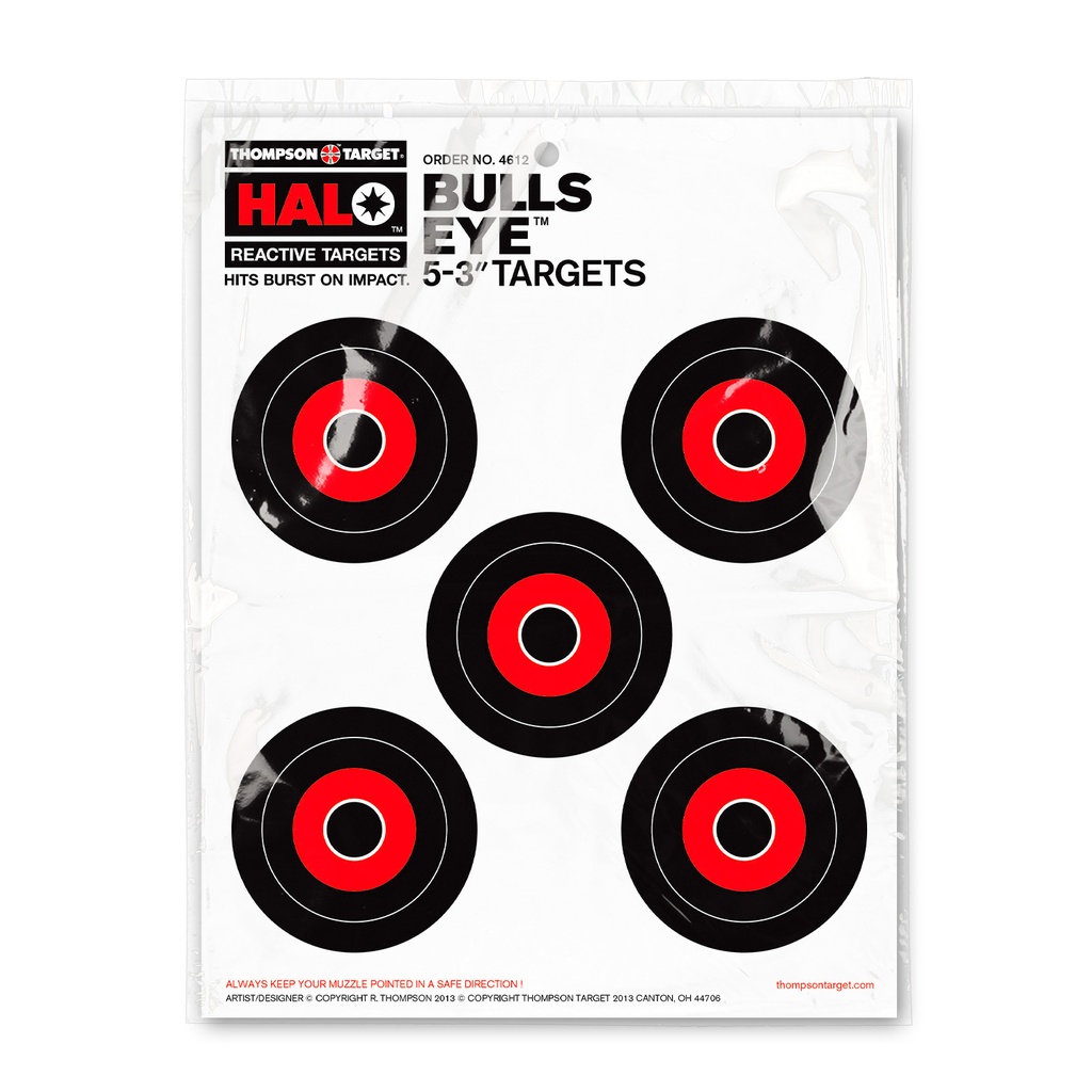 HALO 5x3&quot; Bullseye 8.5&quot;x11&quot; Reactive Targets (Retail 30 Pack)