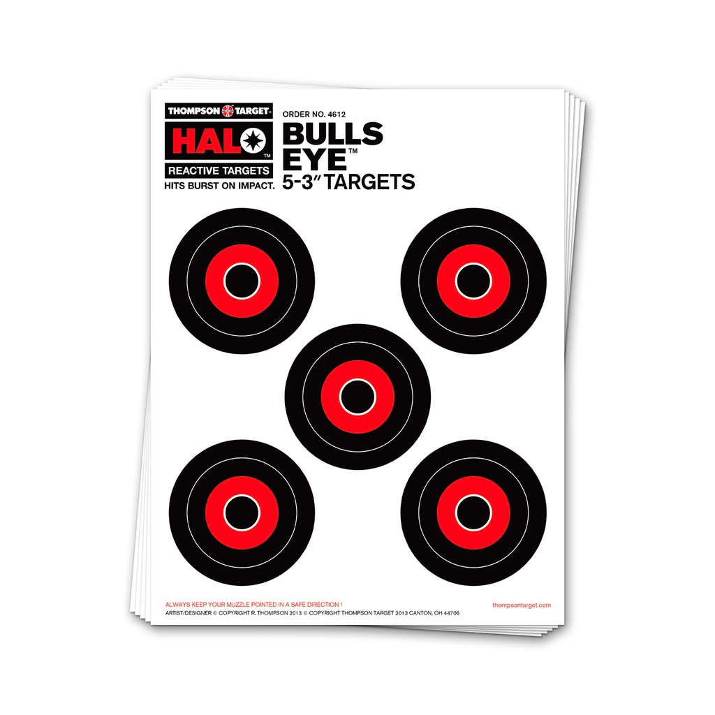 HALO 5x3&quot; Bullseye 8.5&quot;x11&quot; Reactive Targets (Bulk 200 Pack)