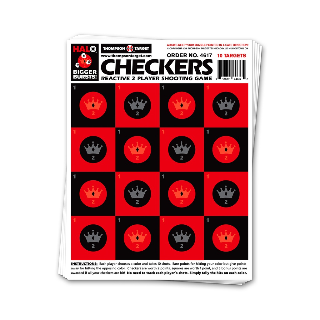 HALO Checkers 8.5&quot;x11&quot; Reactive Targets (Bulk 200 Pack)