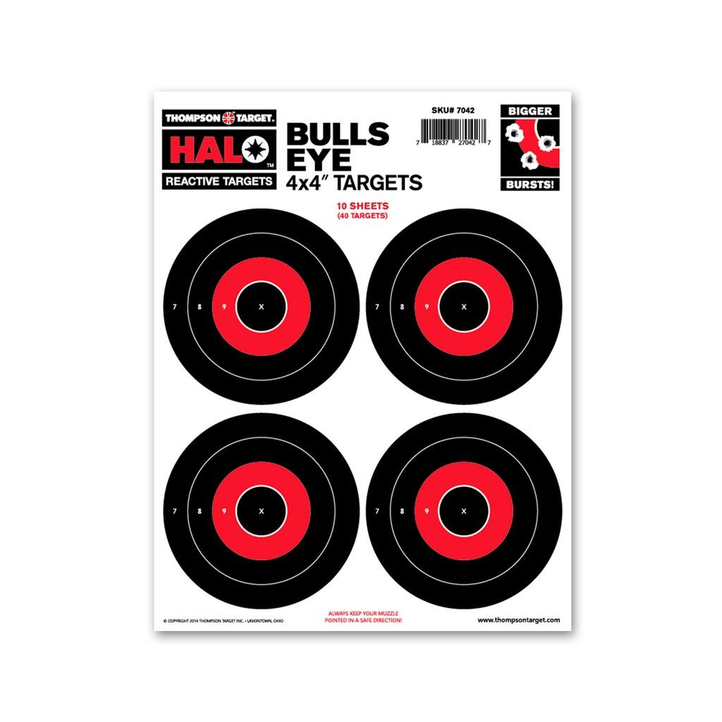 HALO 4x4&quot; Bullseye 8.5&quot;x11&quot; Reactive Targets (Bulk 200 Pack)