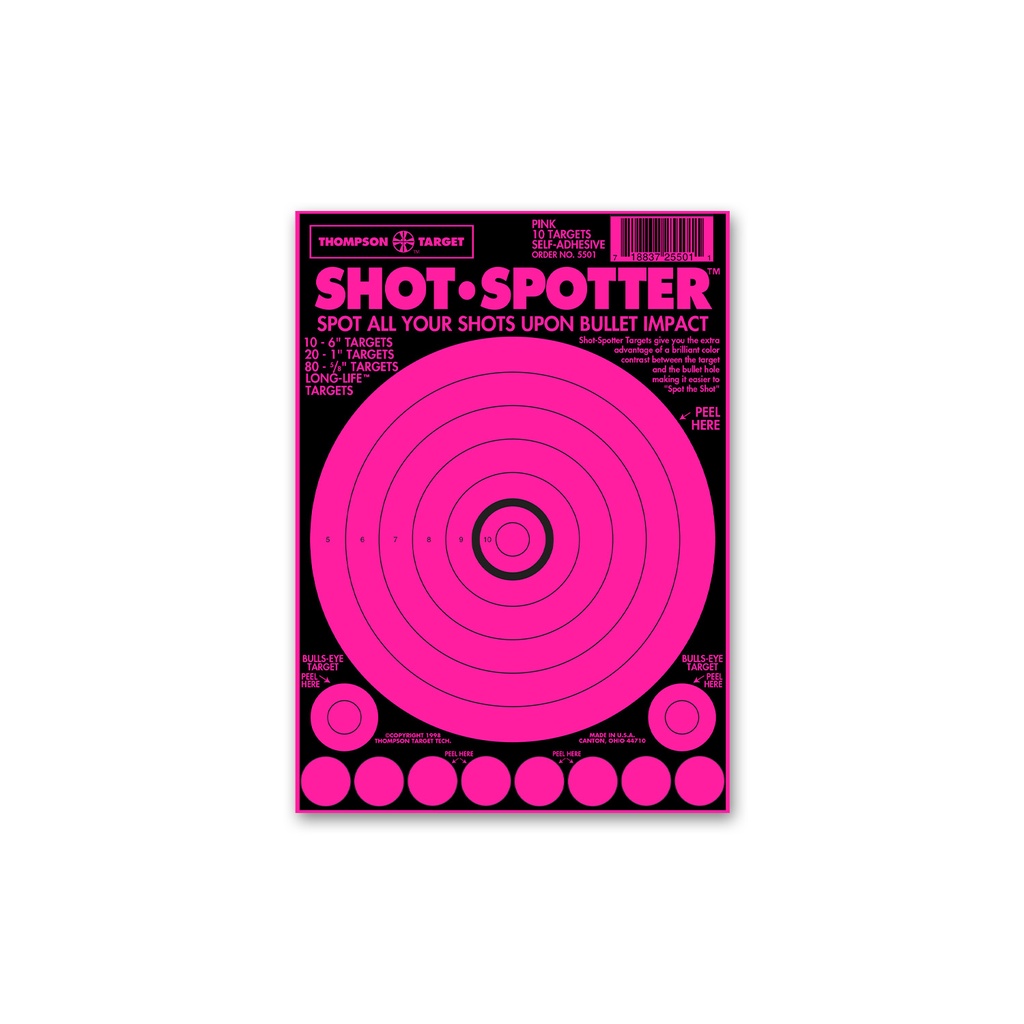 Shot-Spotter Pink 6.5&quot;x9&quot; Adhesive Targets (Bulk 250 Pack)
