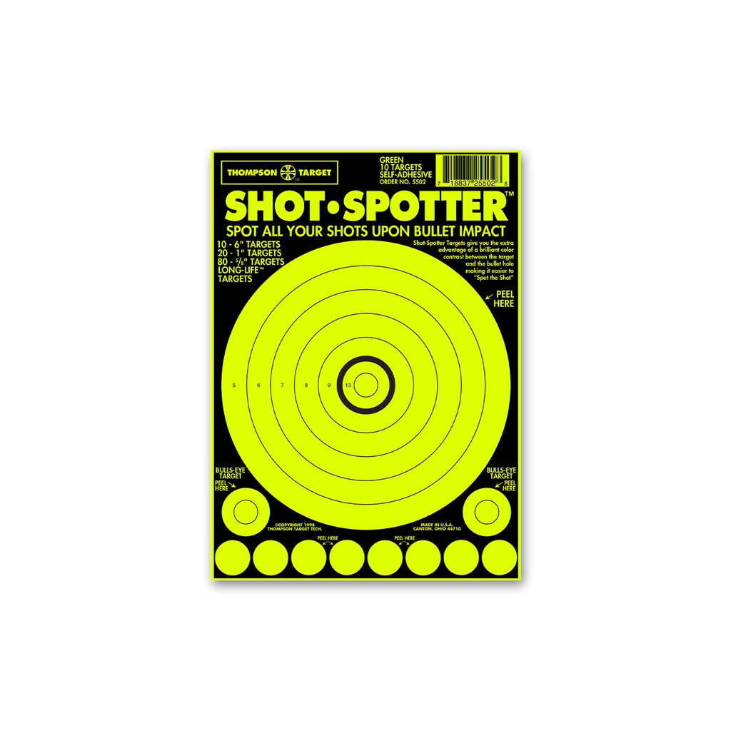 Shot-Spotter Green 6.5"x9" Adhesive Targets (Bulk 250 Pack)