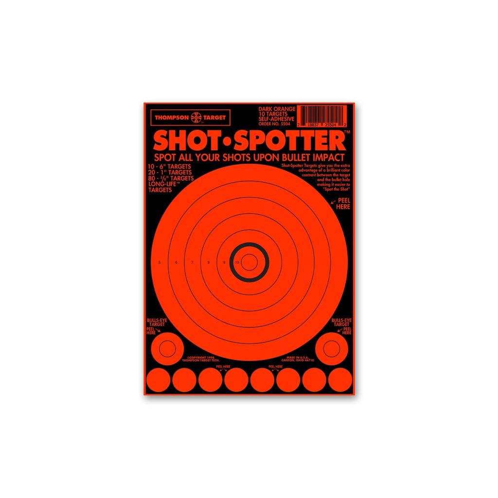 Shot-Spotter Orange 6.5"x9" Adhesive Targets (Bulk 250 Pack)