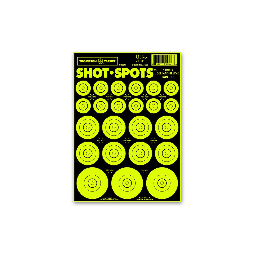 Shot-Spots Green 6.5"x9" Adhesive Targets (Bulk 250 Pack)