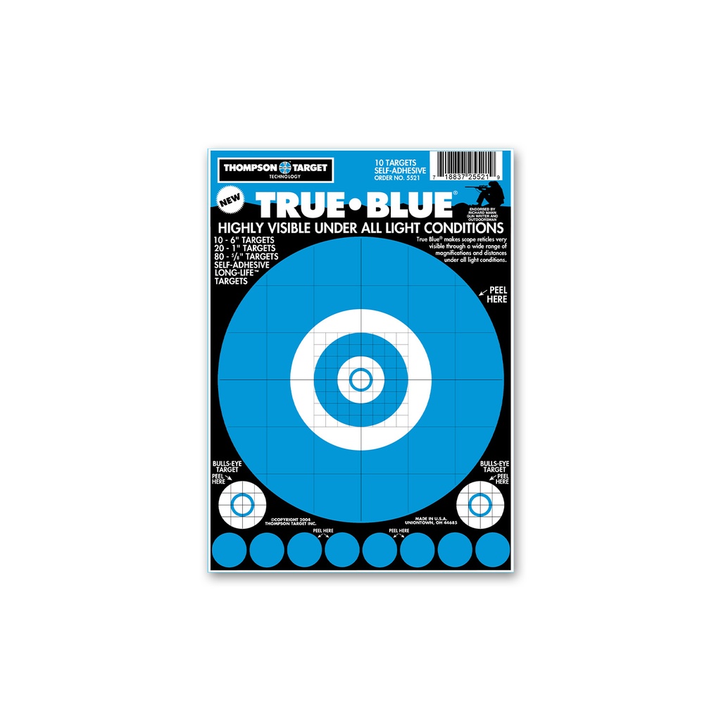 True-Blue 6.5"x9" Adhesive Targets (Bulk 250 Pack)