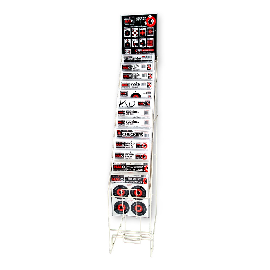 5800-A Metal Cascading Display with 100 Units of 8.5&quot;x11&quot; HALO Reactive Targets 10/Pack