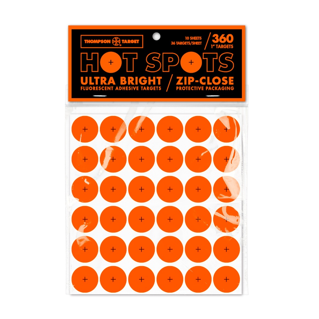 Hot Spots 1" Fluorescent Orange Adhesive Targets 36/Sheet (10 Pack)