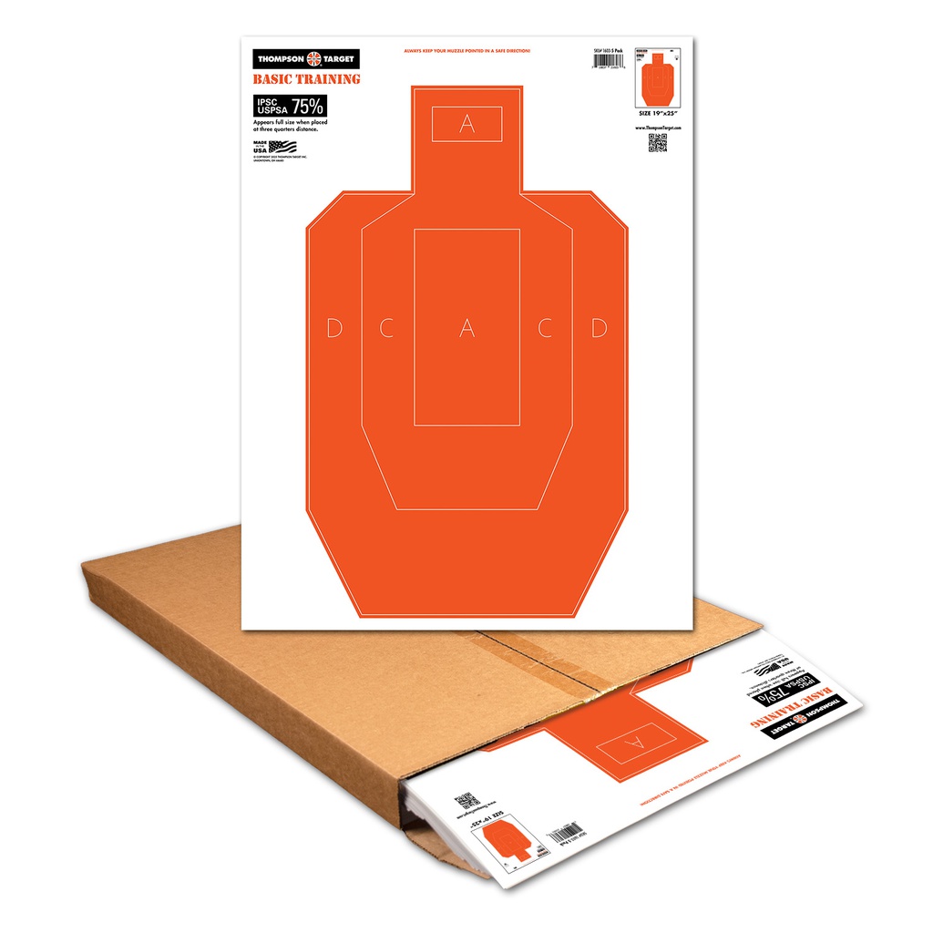 Basic Training 75% IPSC/USPSA 19"x25" Paper Targets (Bulk 500 Carton)