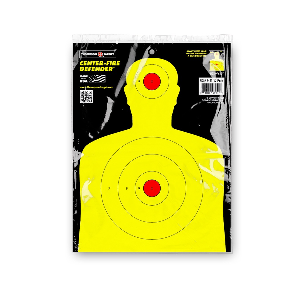 Center-Fire Silhouette 9"x12" Paper Target (Retail 12 Pack)