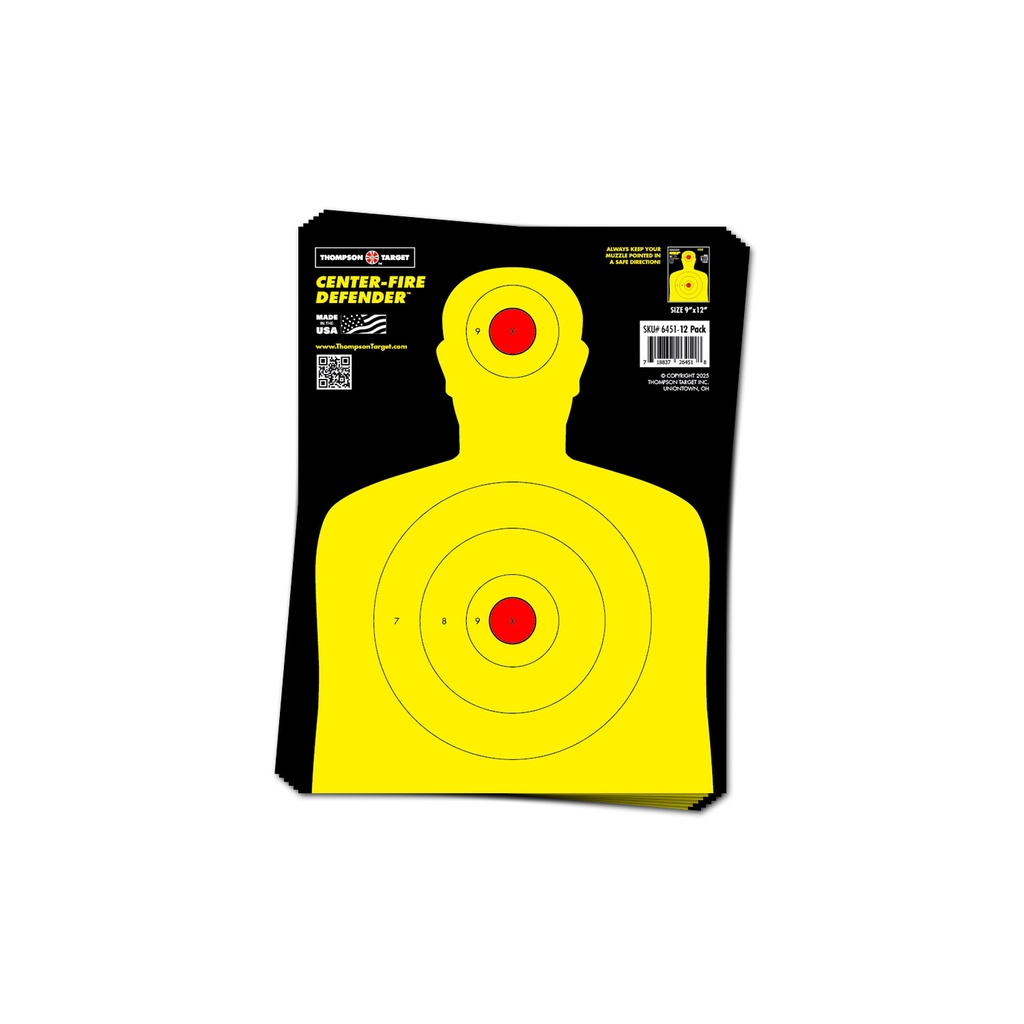 Center-Fire Silhouette 9"x12" Paper Target (Bulk 500 Pack)