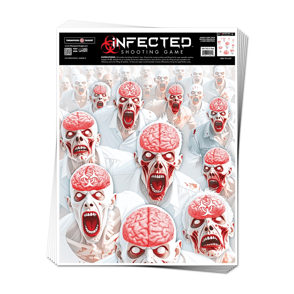 Infected Zombie Shooting Game 19"x25" Paper Targets (Bulk 100 Pack)